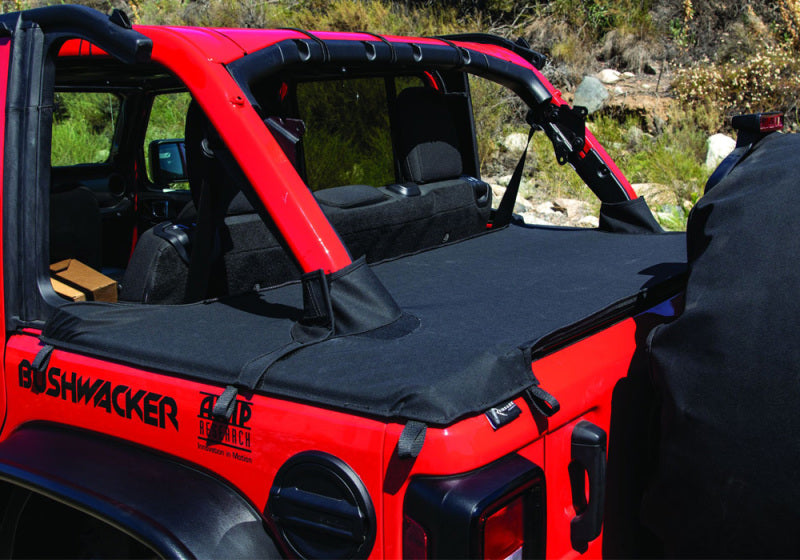 Rampage Soft Tops Rampage 2018-2022 Jeep Wrangler(JL) 4-Door Tonneau Cover w/ Tailgate Bar Kit - Black Diamond