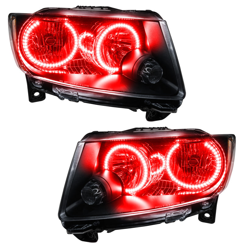 ORACLE Lighting Headlights Oracle 11-13 Jeep Grand Cherokee Pre-Assembled Halo Headlights (Non HID) Chrome - Red
