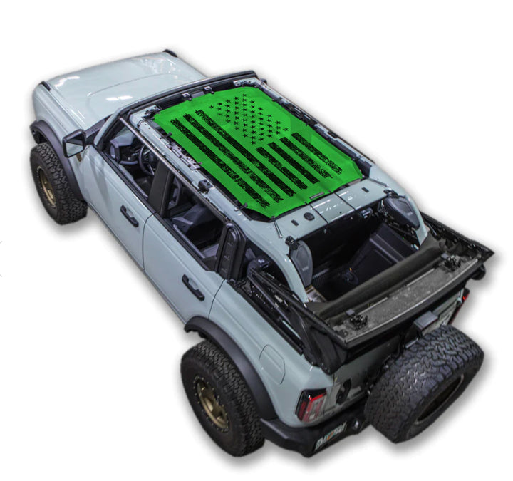 SPIDERWEBSHADE Product Green Ford Bronco 4D Tactical Flag Distressed