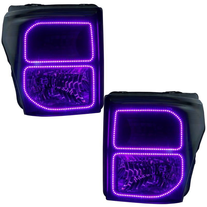 ORACLE Lighting Headlights Oracle Ford F250/350 11-16 Halo Kit (Square Ring Design) - ColorSHIFT w/ BC1 Controller SEE WARRANTY