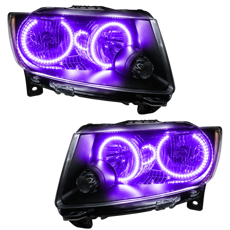 ORACLE Lighting Headlights Oracle 11-13 Jeep Grand Cherokee Pre-Assembled Halo Headlights (Non HID) Chrome - UV/Purple