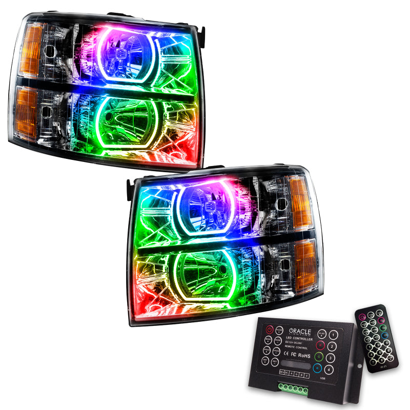 ORACLE Lighting Headlights Oracle 07-13 Chevy Silverado SMD HL - Blk - Square Style - ColorSHIFT w/ 2.0 Cntrl SEE WARRANTY