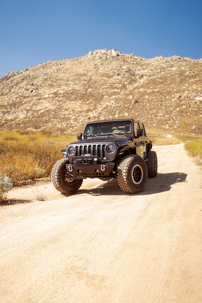 DV8 Offroad Bumpers - Steel DV8 Offroad 07-23 Jeep Wrangler/Gladiator JT/JK/JL FS-25 Stubby Front Bumper w/Plated Bull Bar