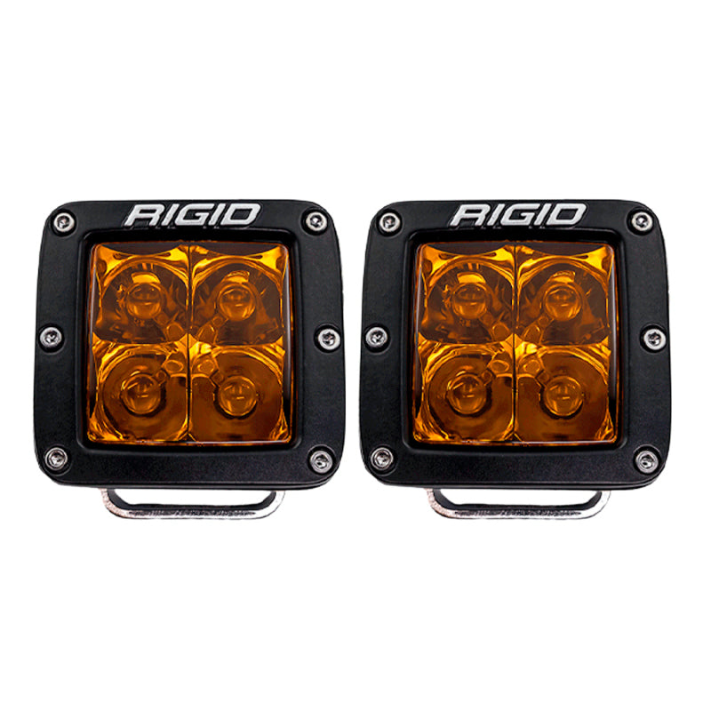 Rigid Industries Light Bars & Cubes Rigid Industries D-Series Spot w/ Amber PRO Lens (Pair)