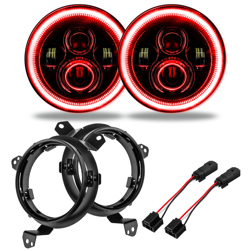 ORACLE Lighting Headlights Oracle Jeep Wrangler JL/Gladiator JT 7in. High Powered LED Headlights (Pair) - Red SEE WARRANTY