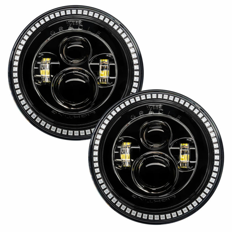 ORACLE Lighting Headlights Oracle 7in High Powered LED Headlights - Black Bezel - ColorSHIFT 2.0 SEE WARRANTY