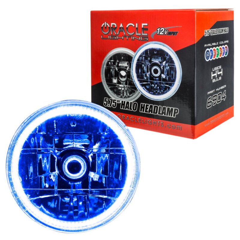 ORACLE Lighting Headlights Oracle Pre-Installed Lights 5.75 IN. Sealed Beam - Blue Halo SEE WARRANTY