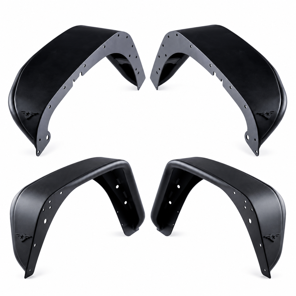 Combat Off Road black aluminum full fender set, two front fenders 15-1076 and two rear fenders 15-1079
