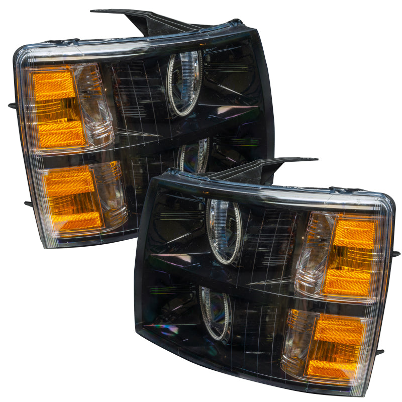 ORACLE Lighting Headlights Oracle Lighting 07-13 Chevrolet Silverado Assembled Halo Headlights Round Style -Green SEE WARRANTY