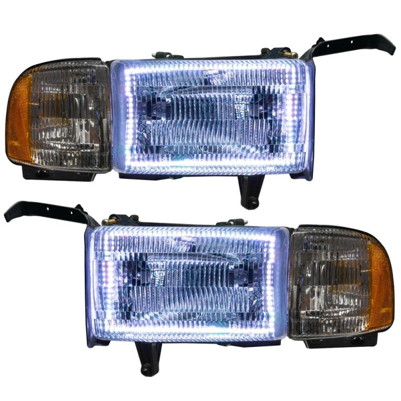 ORACLE Lighting Headlights Oracle 94-02 Dodge Ram Pre-Assembled Halo Headlights - ColorSHIFT w/ BC1 Controller