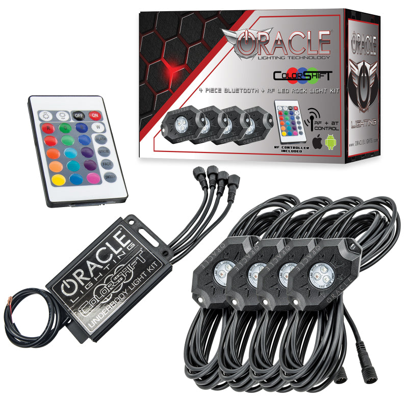 ORACLE Lighting Light Bars & Cubes Oracle Bluetooth + RF Underbody Rock Light Kit - 4 PCS - ColorSHIFT SEE WARRANTY