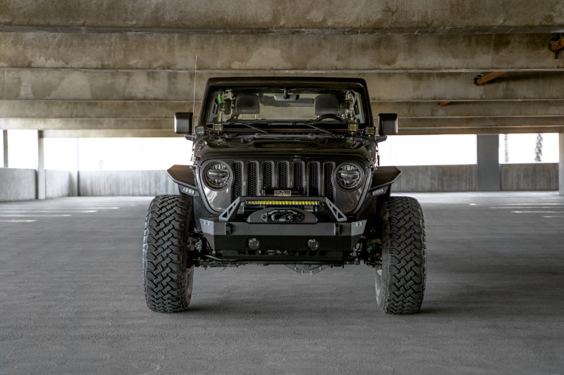 DV8 Offroad Bumpers - Steel DV8 Offroad 07-23 Jeep Wrangler/Gladiator JT/JK/JL FS-25 Stubby Front Bumper w/Plated Bull Bar