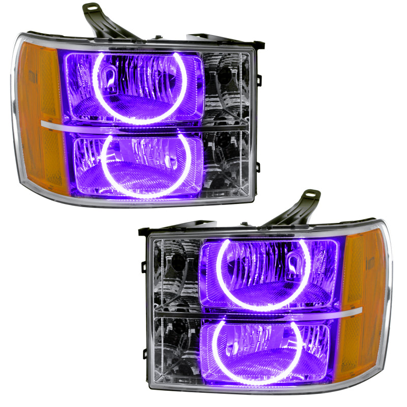ORACLE Lighting Headlights Oracle Lighting 07-13 GMC Sierra Pre-Assembled LED Halo Headlights -UV/Purple SEE WARRANTY
