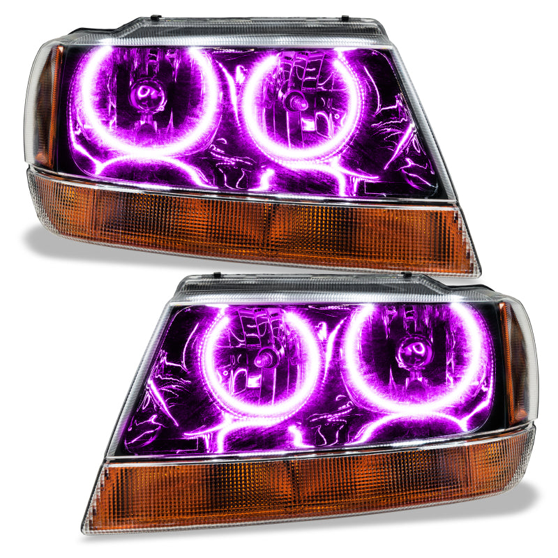 ORACLE Lighting Headlights Oracle 99-04 Jeep Grand Cherokee SMD HL - Black - ColorSHIFT w/ BC1 Controller