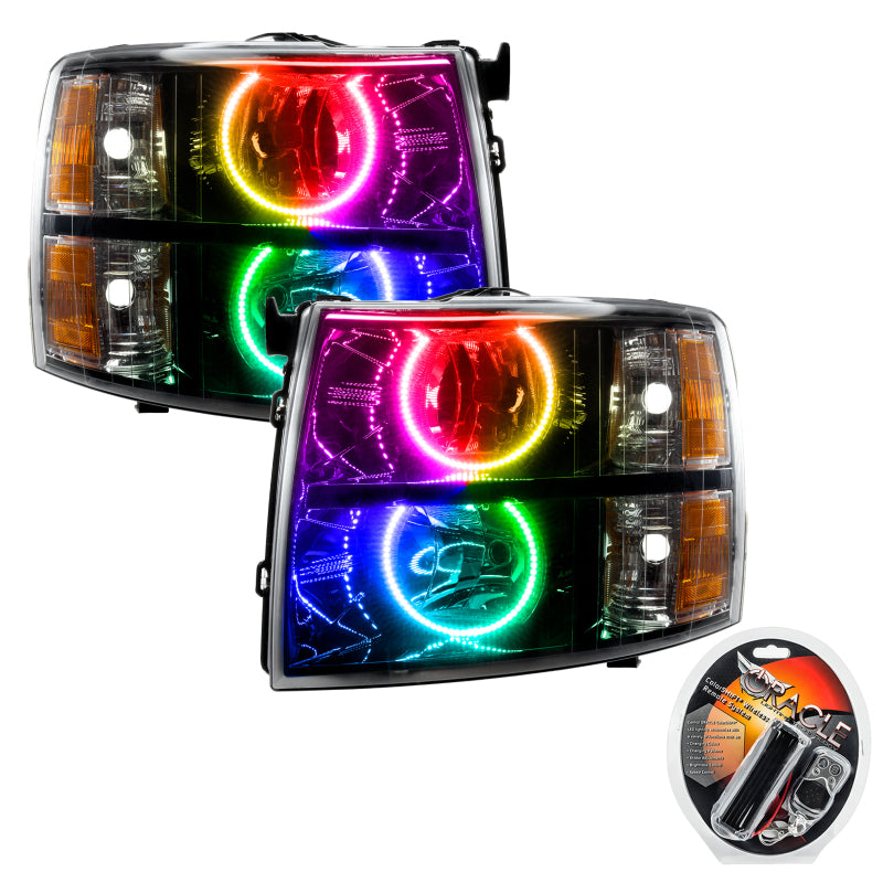 ORACLE Lighting Headlights Oracle 07-13 Chevrolet Silverado SMD HL - Black - Round Style - ColorSHIFT SEE WARRANTY