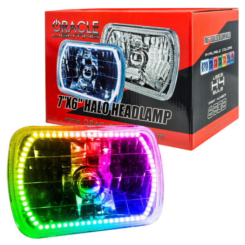 ORACLE Lighting Headlights Oracle Pre-Installed Lights 7x6 IN. Sealed Beam - ColorSHIFT Halo SEE WARRANTY