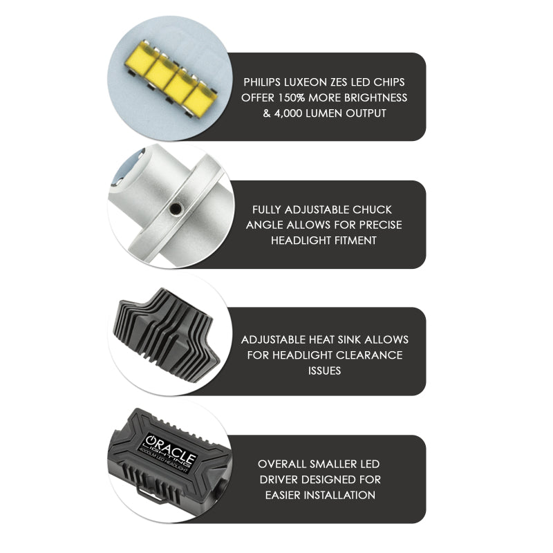 ORACLE Lighting Bulbs Oracle H1 4000 Lumen LED Headlight Bulbs (Pair) - 6000K SEE WARRANTY