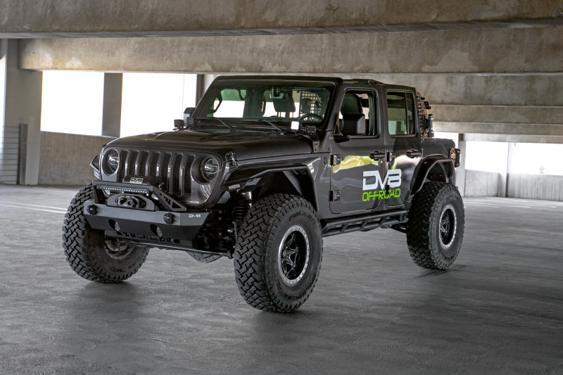 DV8 Offroad Bumpers - Steel DV8 Offroad 07-23 Jeep Wrangler/Gladiator JT/JK/JL FS-25 Stubby Front Bumper w/Plated Bull Bar