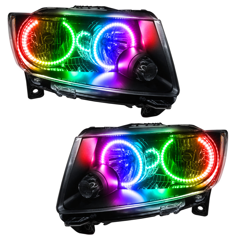 ORACLE Lighting Headlights Oracle 11-13 Jeep Grand Cherokee SMD HL (Non-HID)-Chrome - ColorSHIFT w/ BC1 Controller
