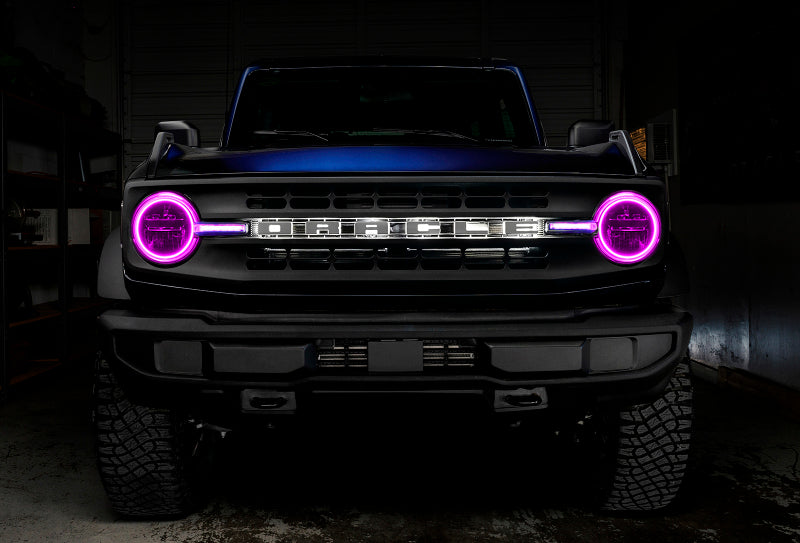 ORACLE Lighting Headlights Oracle 21-22 Ford Bronco Headlight Halo Kit w/DRL Bar - Base Headlights -w/RF Cntrl SEE WARRANTY
