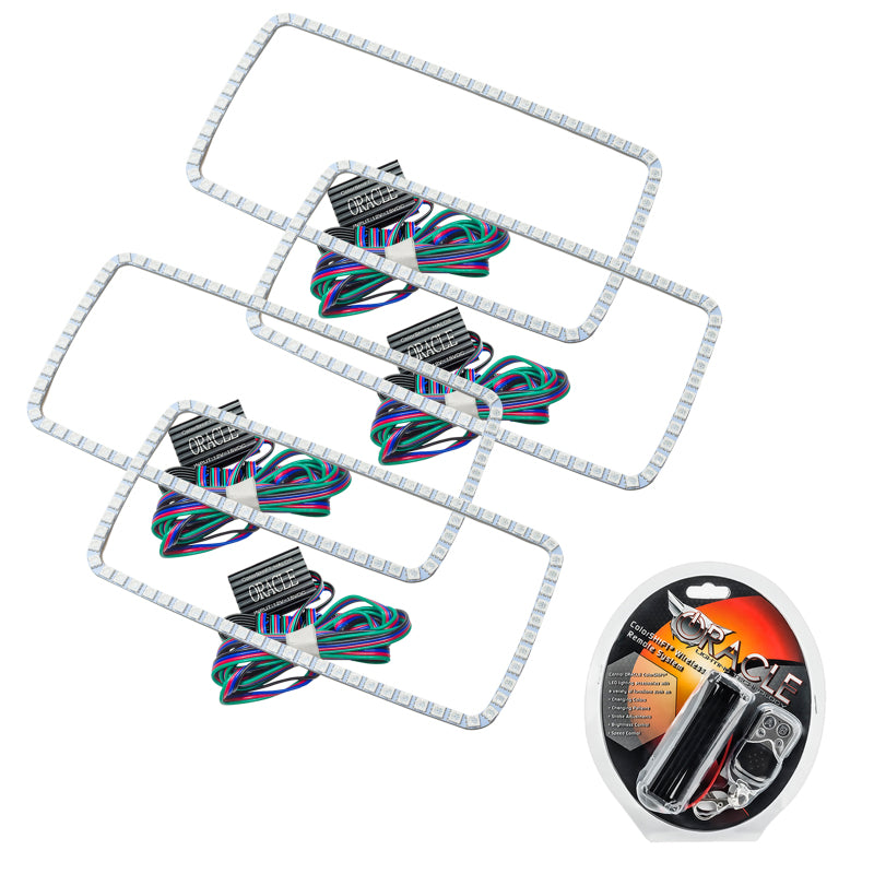 ORACLE Lighting Headlights Oracle GMC Sierra 07-13 Halo Kit (New Square Ring Design) - ColorSHIFT SEE WARRANTY