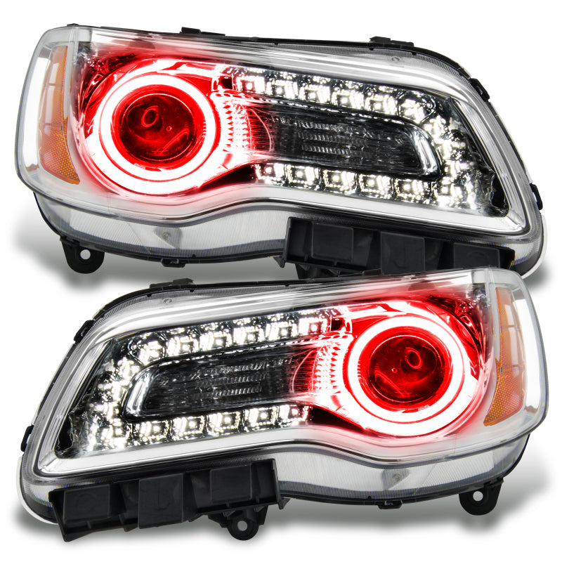 ORACLE Lighting Headlights Oracle 11-14 Chrysler 300C NON HID LED Halo Headlights Chrome Housing - Red