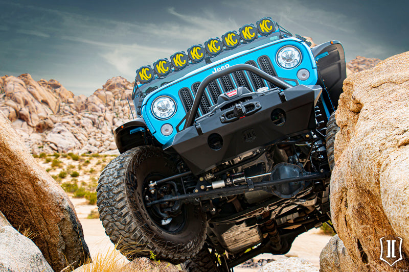 ICON Bumpers - Steel ICON 07-18 Jeep Wrangler JK Pro Series Front Bumper Rec Winch Mount w/Bar/Tabs