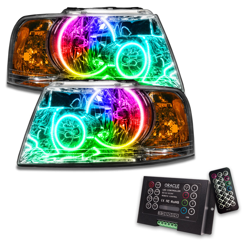 ORACLE Lighting Headlights Oracle 03-06 Ford Expedition SMD HL - Chrome - ColorSHIFT w/ 2.0 Controller SEE WARRANTY