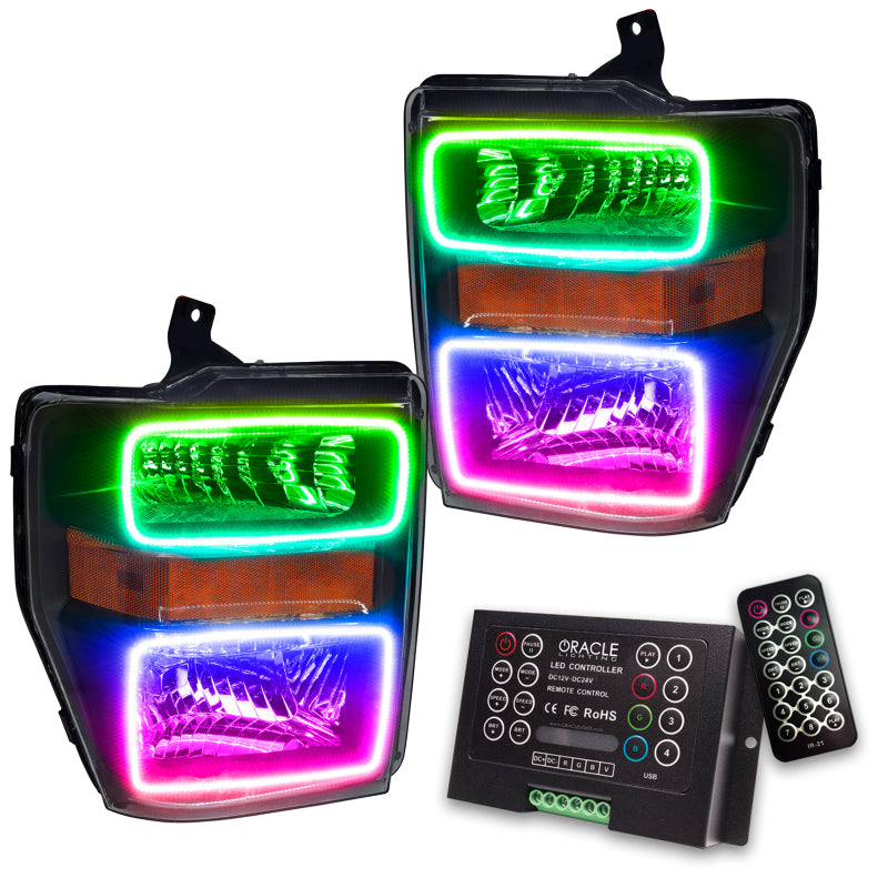 ORACLE Lighting Headlights Oracle 08-10 Ford F250/350 LED HL - Black - ColorSHIFT w/ 2.0 Controller SEE WARRANTY