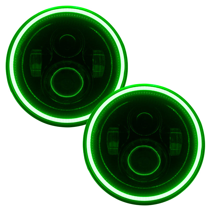ORACLE Lighting Headlights Oracle 7in High Powered LED Headlights - Black Bezel - Green