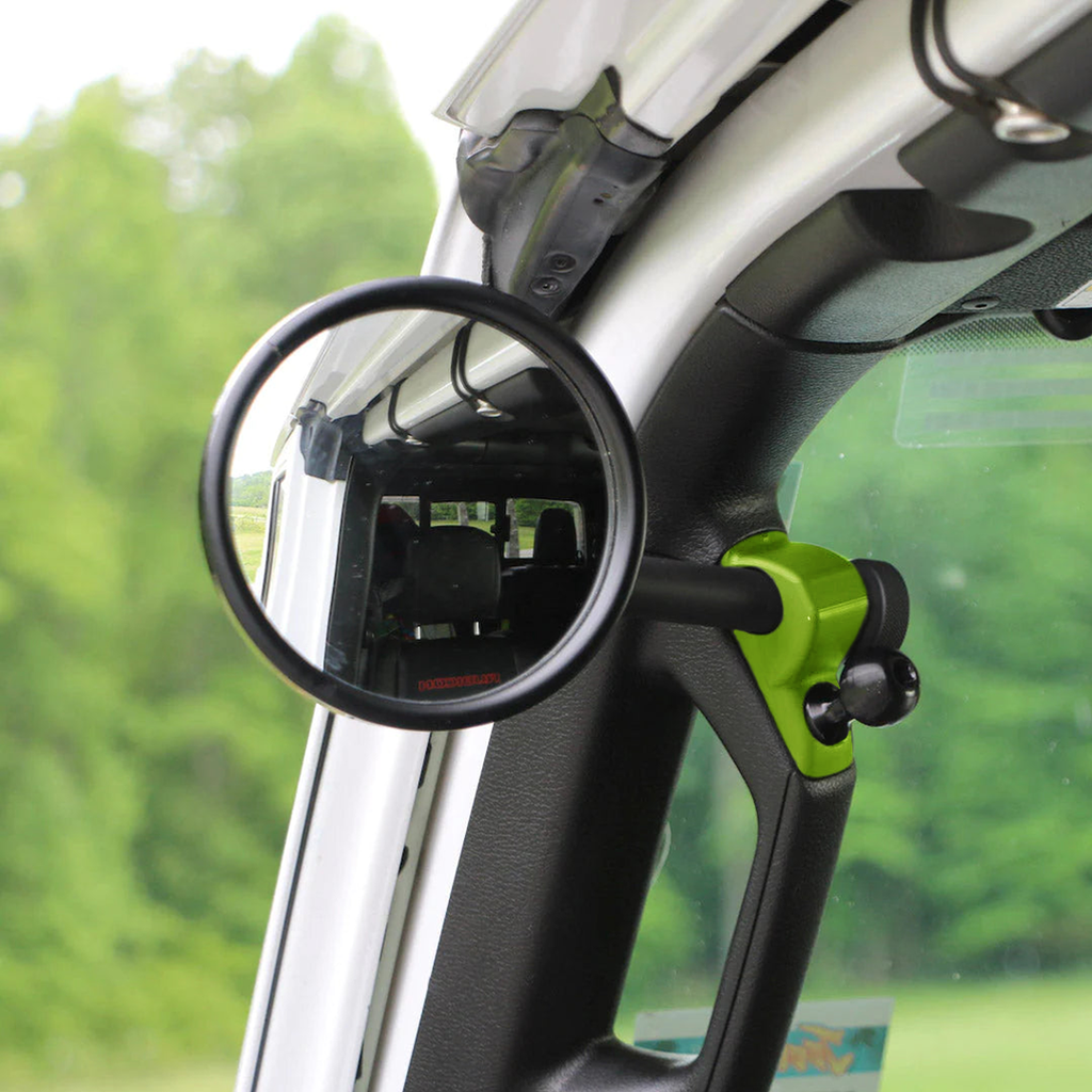 CMM Offroad Mirrors 1" Ball Mount / green / 6" + 1" Ball Mount on the end JL/JLU A-Pillar Side Jeep Mirrors with Base Mount Driver AND Passenger