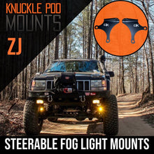 Load image into Gallery viewer, Jeep TJ XJ YJ ZJ Steerable Knuckle Pod Light Mounts (1984-2006 Wrangler/Cherokee)