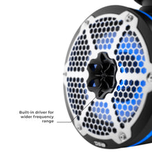 Load image into Gallery viewer, NXL 8" Neodymium Marine and Powersports Towers with Built-in Passive Radiator, 1" Driver and LED RGB Lights 180 Watts Rms