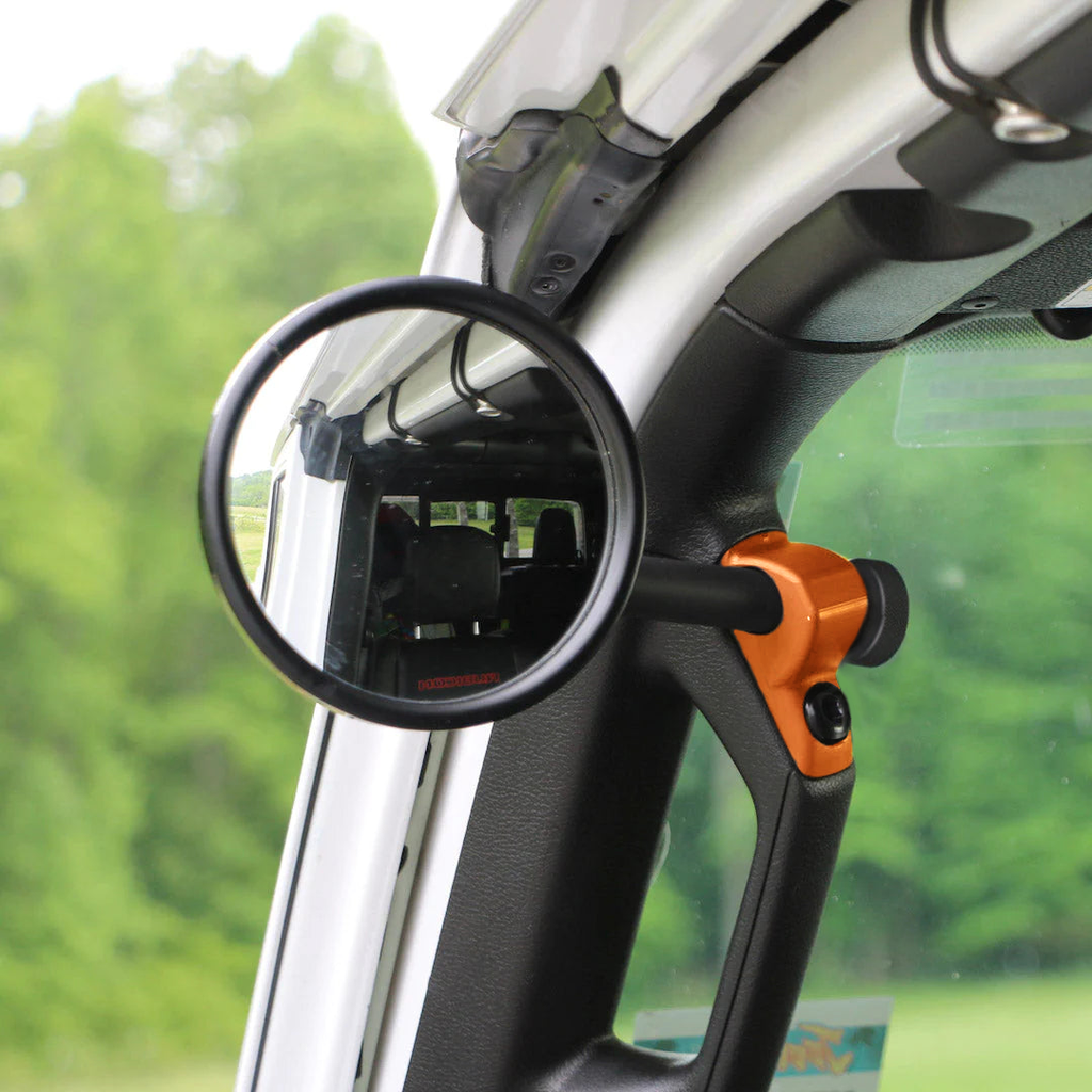 CMM Offroad Mirrors Ball Mount Delete (No Mounting Point Ball) / orange / 6" + 1" Ball Mount on the end JL/JLU A-Pillar Side Jeep Mirrors with Base Mount Driver AND Passenger
