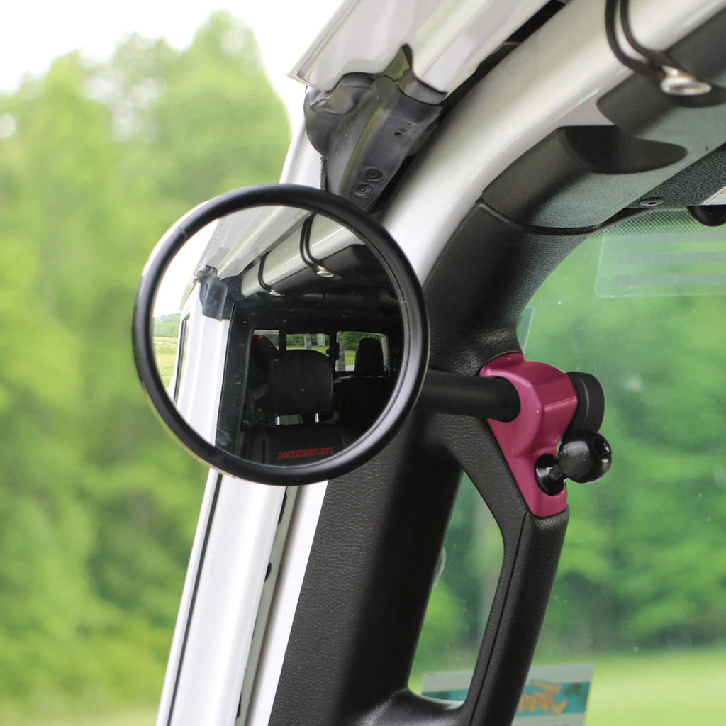 CMM Offroad Mirrors 1" Ball Mount / pink / 6" + 1" Ball Mount on the end JL/JLU A-Pillar Side Jeep Mirrors with Base Mount Driver AND Passenger