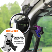 Load image into Gallery viewer, CMM Offroad Mirrors 1&quot; BALL MOUNT + RAM MOUNT WITH X-GRIP XL / custom / 6&quot; with 1&quot; ball at the end Gladiator JT A-Pillar Side Mirrors with Base Mount Driver AND Passenger