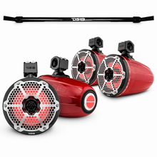 Load image into Gallery viewer, Jeep Gladiator JT Mounting Bar + 4x 8” Marine Tower Speakers with RGB LED Lights