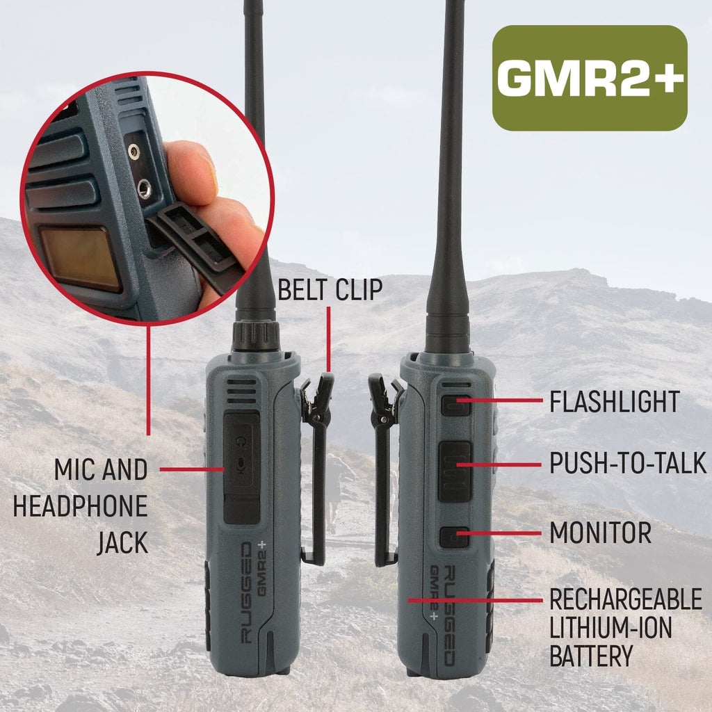 Rugged Radios Handheld Radios BUNDLE - Rugged GMR2 PLUS - GMRS / FRS Two Way Handheld Radio with Hand Mic