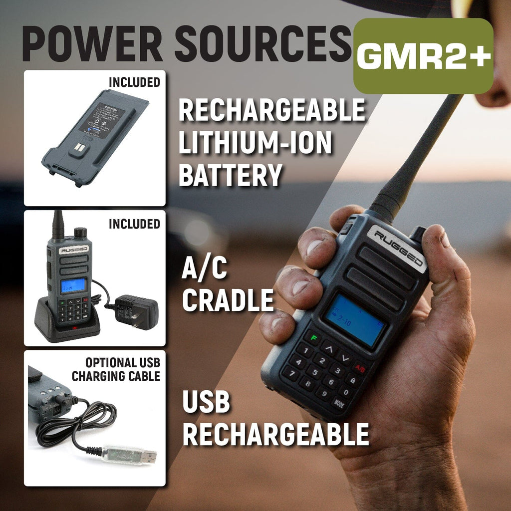 Rugged Radios Handheld Radios BUNDLE - Rugged GMR2 PLUS - GMRS / FRS Two Way Handheld Radio with Hand Mic