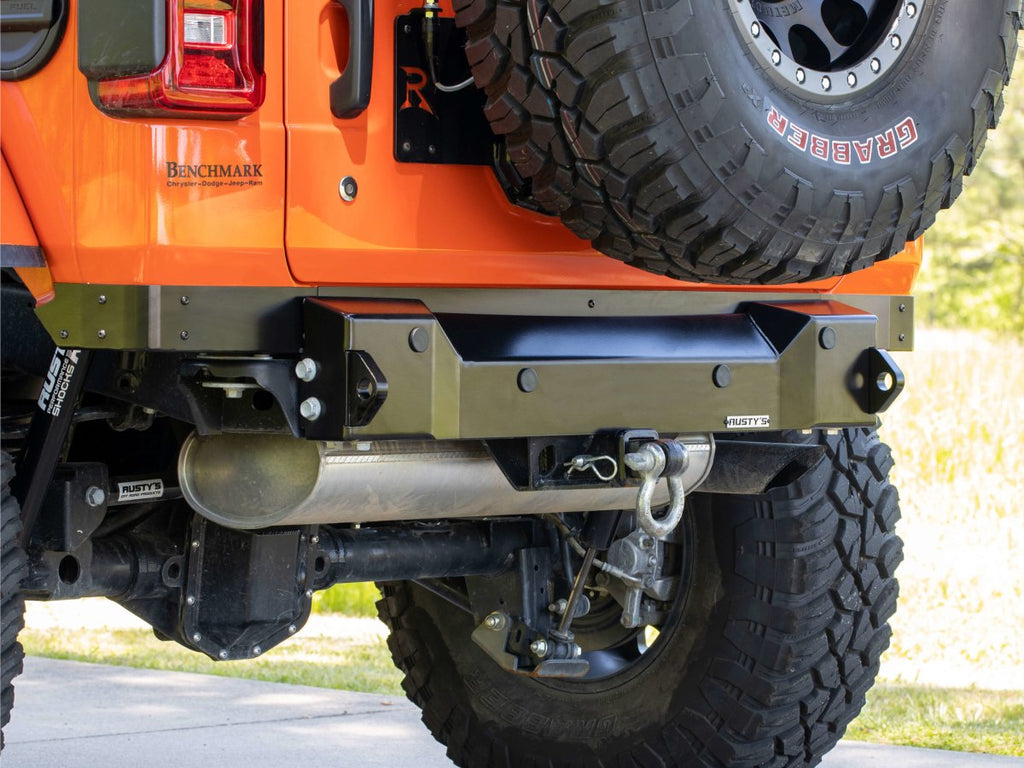 Rusty's Off Road Products Includes Backup Sensor Provisions / Standard D-Ring Mount Rusty's Xtreme Trail Stubby Rear Bumper - JL Wrangler