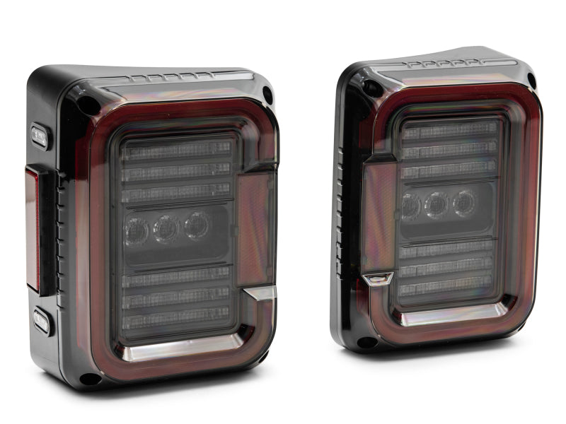 Raxiom Tail Lights Raxiom 07-18 Jeep Wrangler JK Axial Series LED Halo Tail Lights- Black Housing (Dark Smoked Lens)