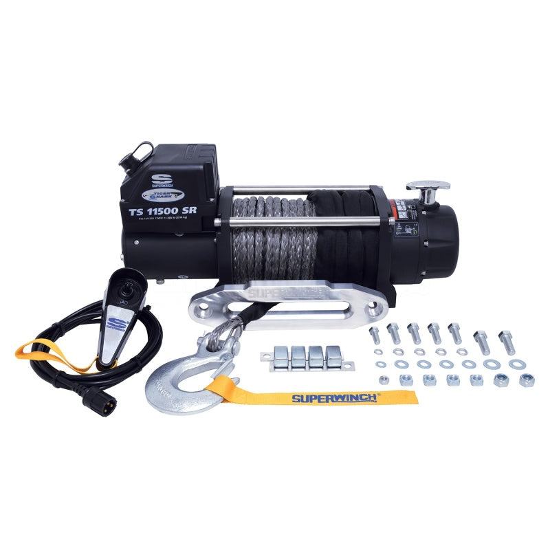 Superwinch Winches Superwinch 11500 LBS 12V DC 3/8in x 80ft Synthetic Rope Tiger Shark 11500 Winch