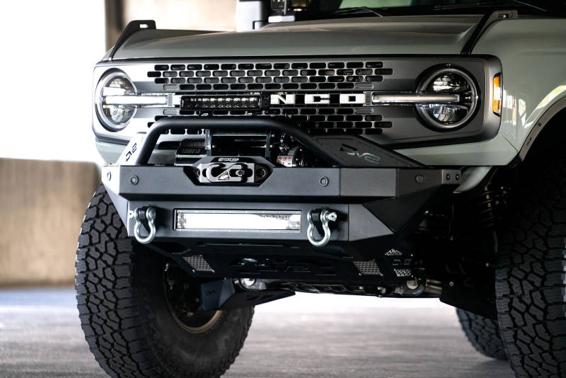 DV8 Offroad Bumpers - Steel DV8 Offroad 2021+ Ford Bronco Modular Front Bumper Winch Capable w/ Auxiliary Light Mounts