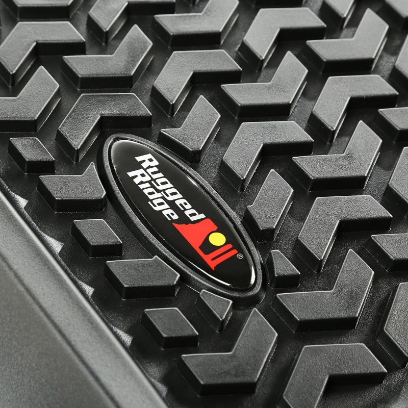 Rugged Ridge Floor Mats - Rubber Rugged Ridge Floor Liner Front Black 2007-2018 Jeep Wrangler Unlimited JK 4 Dr