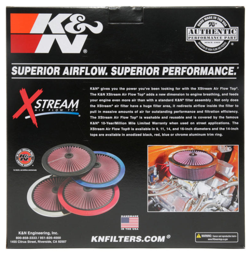 K&N Engineering Air Filters - Universal Fit K&N X-Stream Top Filter Only 11in - Black