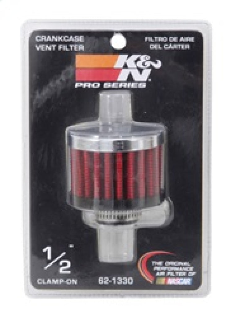 K&N Engineering Air Filters - Universal Fit K&N Clamp On Rubber Base Crankcase Vent Filter 0.5in Flange ID 2in OD 1.5in Height