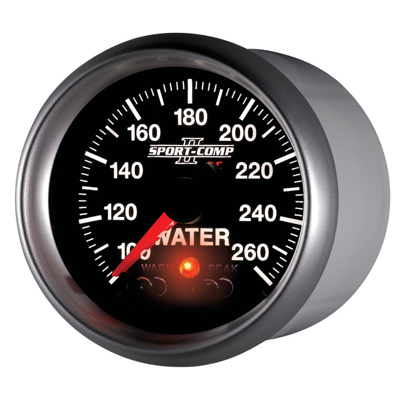 AutoMeter Gauges Autometer Sport-Comp II 52.4mm 100-260 Deg F Water Temp Peak & Warn w/ Electronic Control Gauge