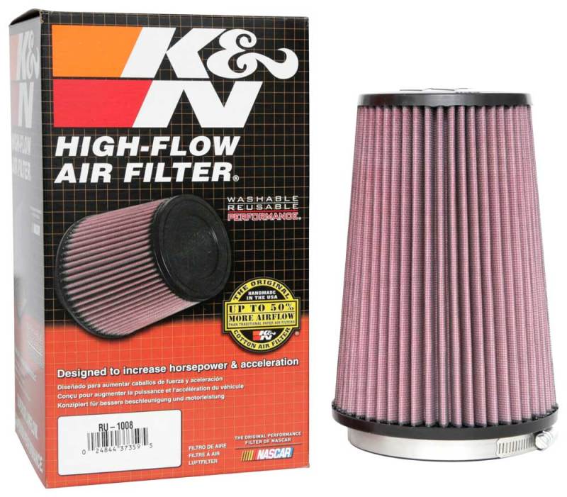 K&N Engineering Air Filters - Universal Fit K&N Universal Clamp-On Air Filter 4-1/2in FLG / 5-7/8in B / 4-1/2in T / 8-3/8in H