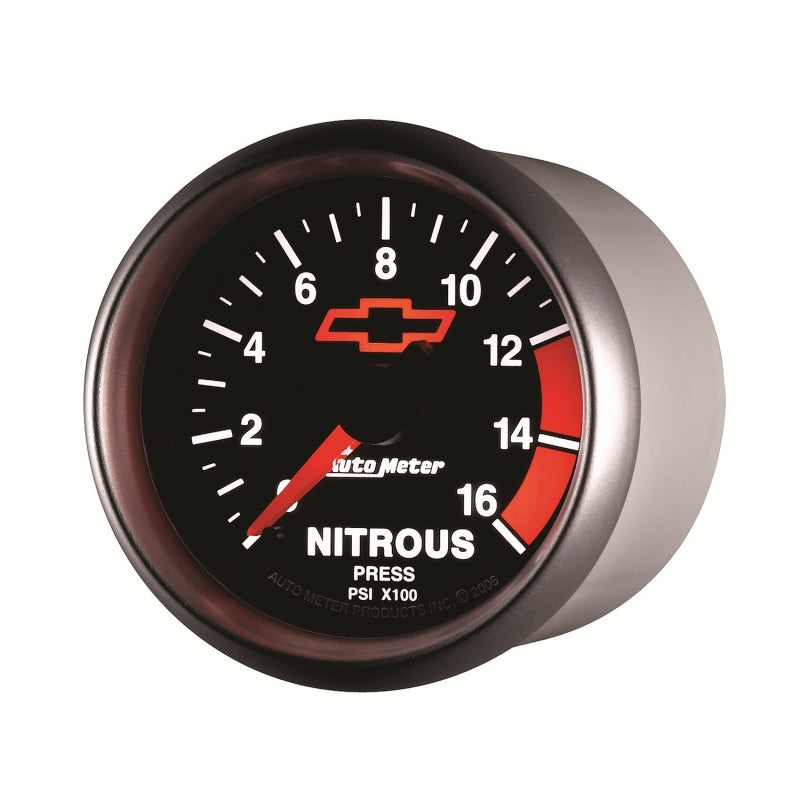 AutoMeter Gauges Autometer GM Bowtie Black 2-1/16in 0-1600 PSI Nitrous Pressure - Digital Stepper Motor