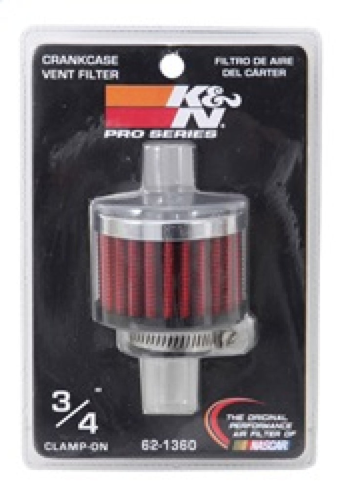 K&N Engineering Air Filters - Universal Fit K&N 3/4 inch ID 2 inch OD 1.5 inch H Clamp On Crankcase Vent Filter